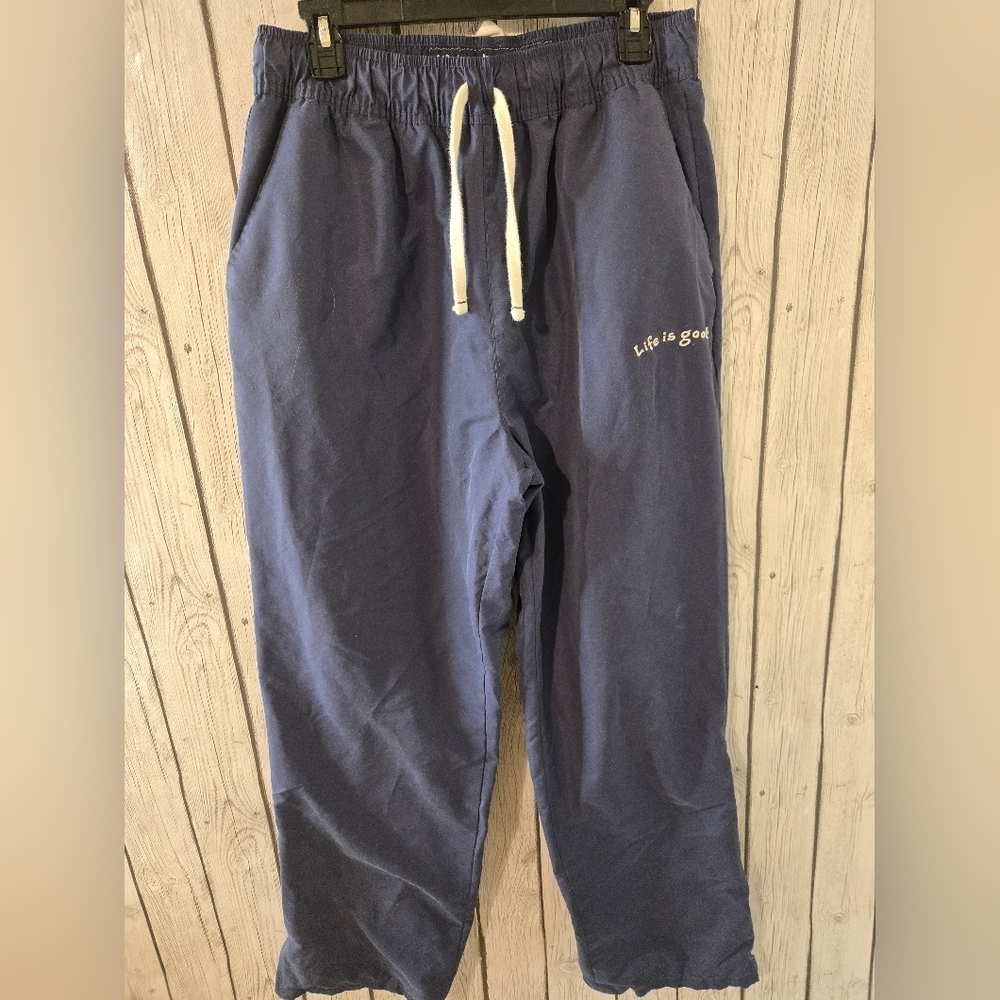 Vintage Life is Good Navy Drawstring Pants XL Relaxed Fit Lounge Windbreaker Sty